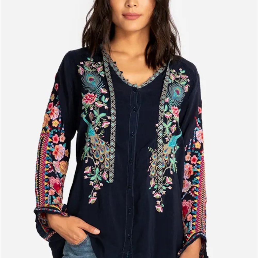 JOHNNY WAS PEACOCK SABLE BLOUSE